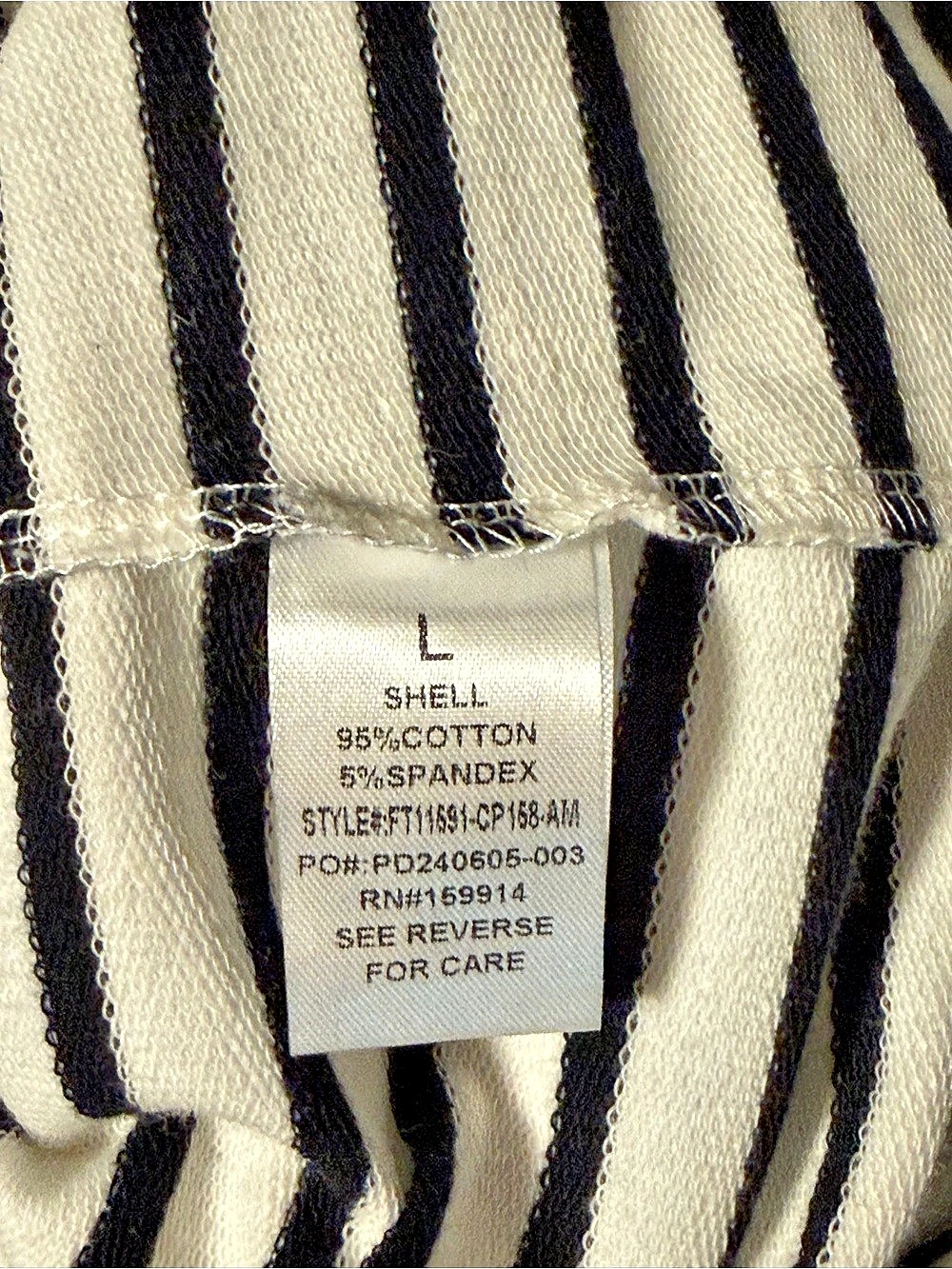 Amallitalli Striped Long Sleeve Top In White & Black Size Large — image 3 of 3